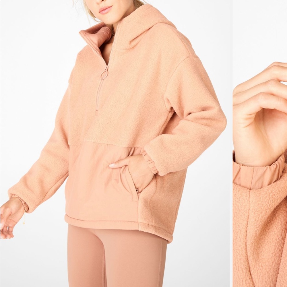 Fabletics Lotta Sherpa Teddy Half Zip Sweater Hoodie